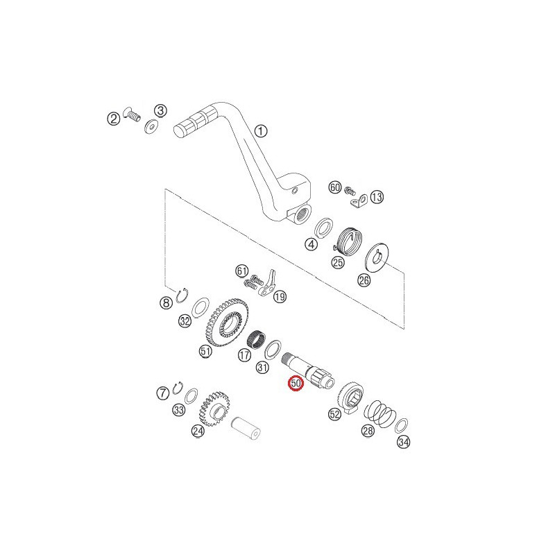 Ax pedala pornire KTM EXC/SX 250/300/400/450/525/530 '00-'08 59033050000