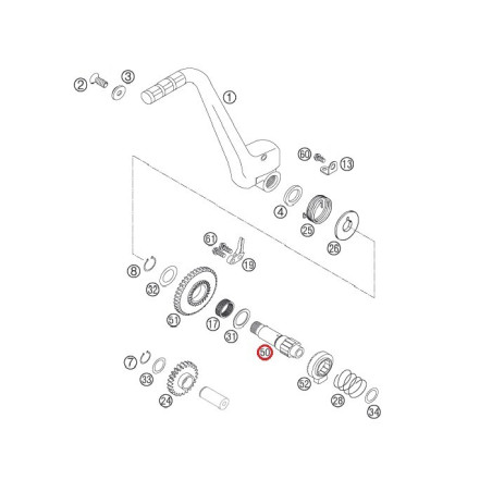 Ax pedala pornire KTM EXC/SX 250/300/400/450/525/530 '00-'08 59033050000